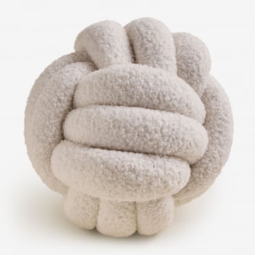 Ibona Round Cushion Ø25 Cm In Sheepskin Teddy Fabric White - Sklum