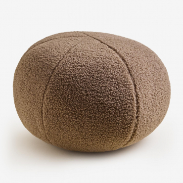 Sheepskin Cushion (ø25 Cm) Ikerne Chenille Brown Wheat - Sklum