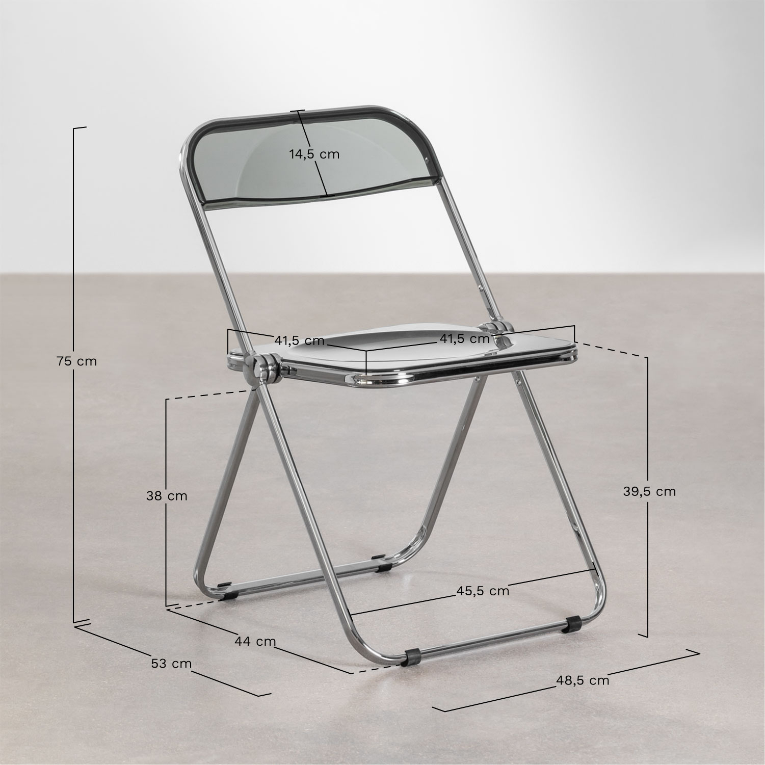 Pack of 4 Kepko folding dining chairs, medidas