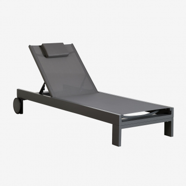 Pack Of 2 Akelia Aluminium Reclining Loungers With Cushion Grey Graphite - Sklum