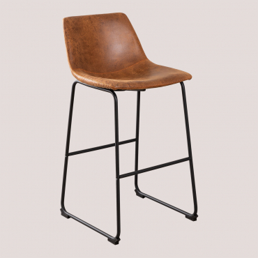 Pack Of 4 High Stools Upholstered In Ody Faux Leather Camel Vintage & ↑65 Cm - Sklum