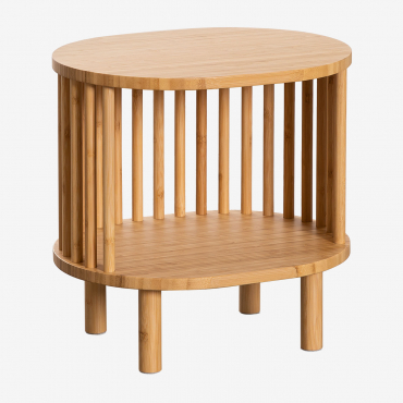 Pack Of 2 Oval Nightstands 40x35 Cm In Bamboo Connery Natural - Sklum