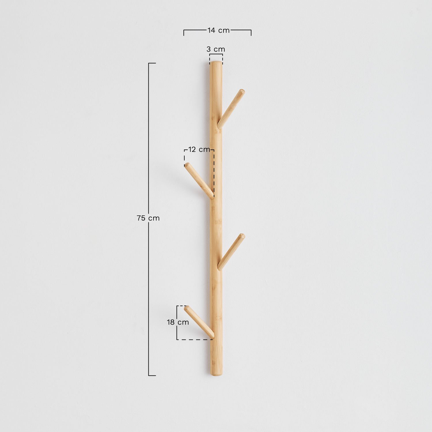 Nivar bamboo wall coat rack, medidas