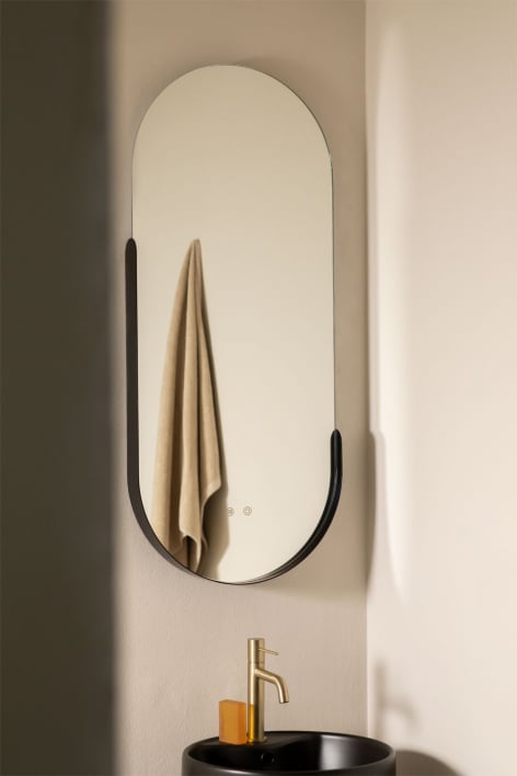 Oval wall mirror 45x105 cm for bathroom with LED light and anti-fog Vacson