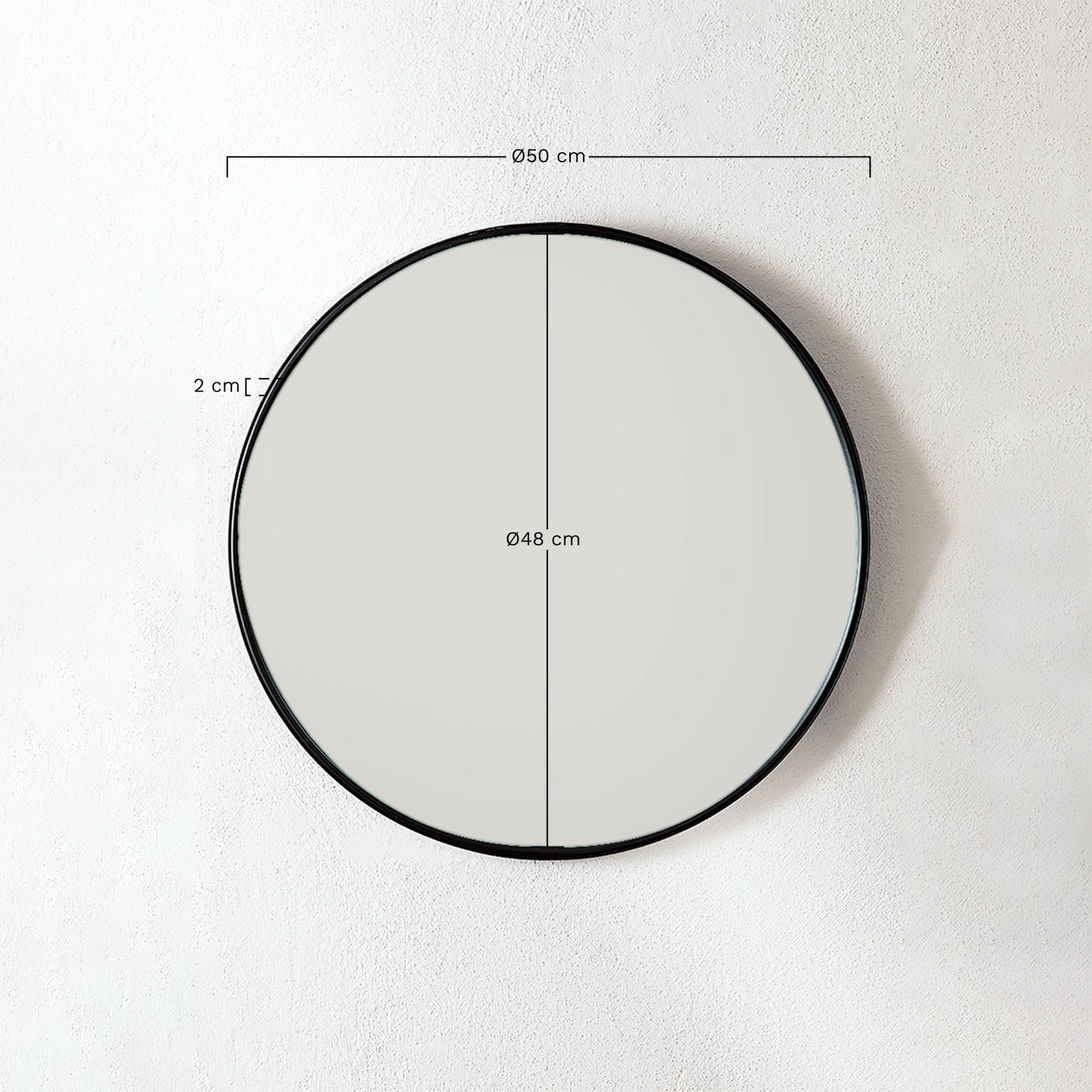 Round wall mirror Ø50 cm in iron Alnie, medidas