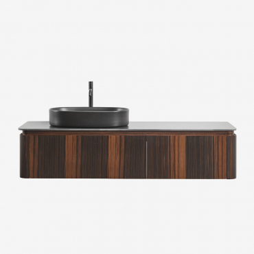 Lavena Wood Bathroom Furniture Set Dark Brown Wood & Oval Stainless Steel ↔︎60 Cm Lime & Mirrorless & Black ↑30 - Sklum
