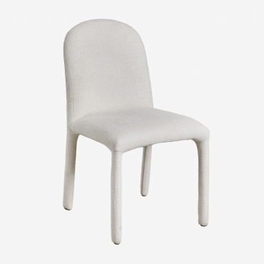 Dining Chair In Riga Fabric Off-white - Sklum