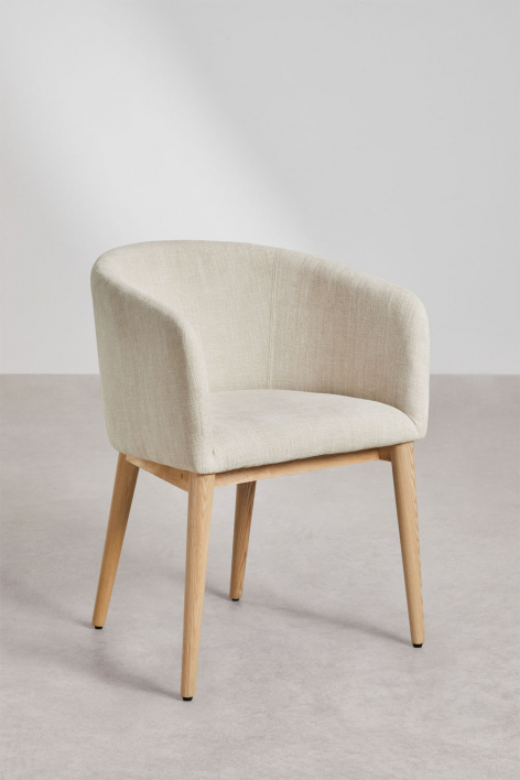 Pack of 2 Bunia upholstered dining chairs with armrests - Fabric Off-White