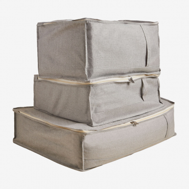 Set Of 3 Jamil Organizer Boxes Light Grey - Sklum