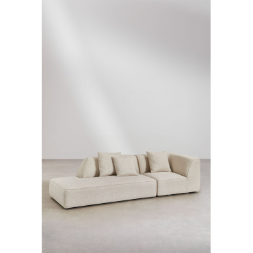 2-piece Modular Corner Sofa With Left Chaise Upholstered In Cardea Bouclé Cream Beige - Sklum