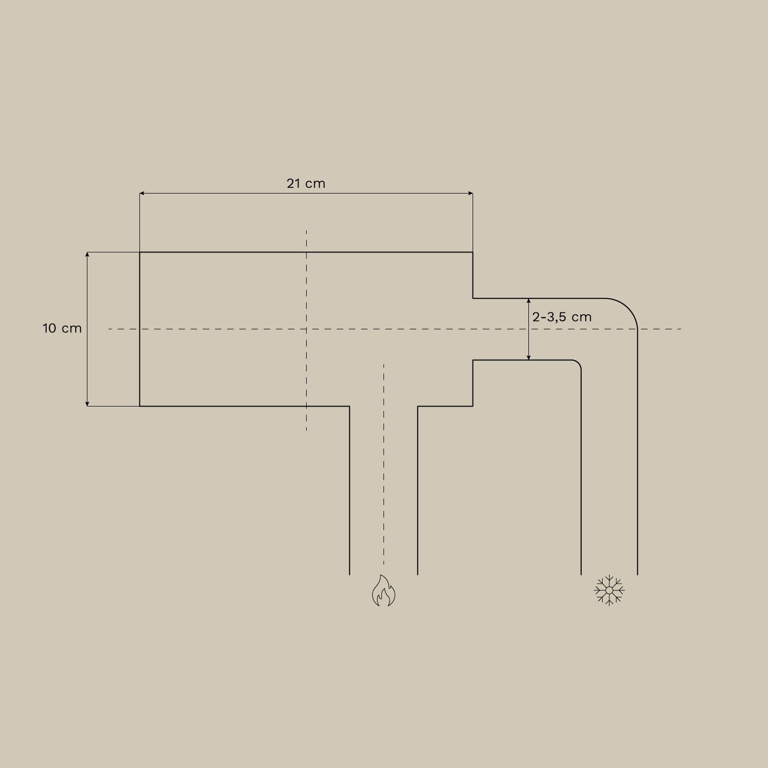 Orveta brass built-in basin tap, medidas