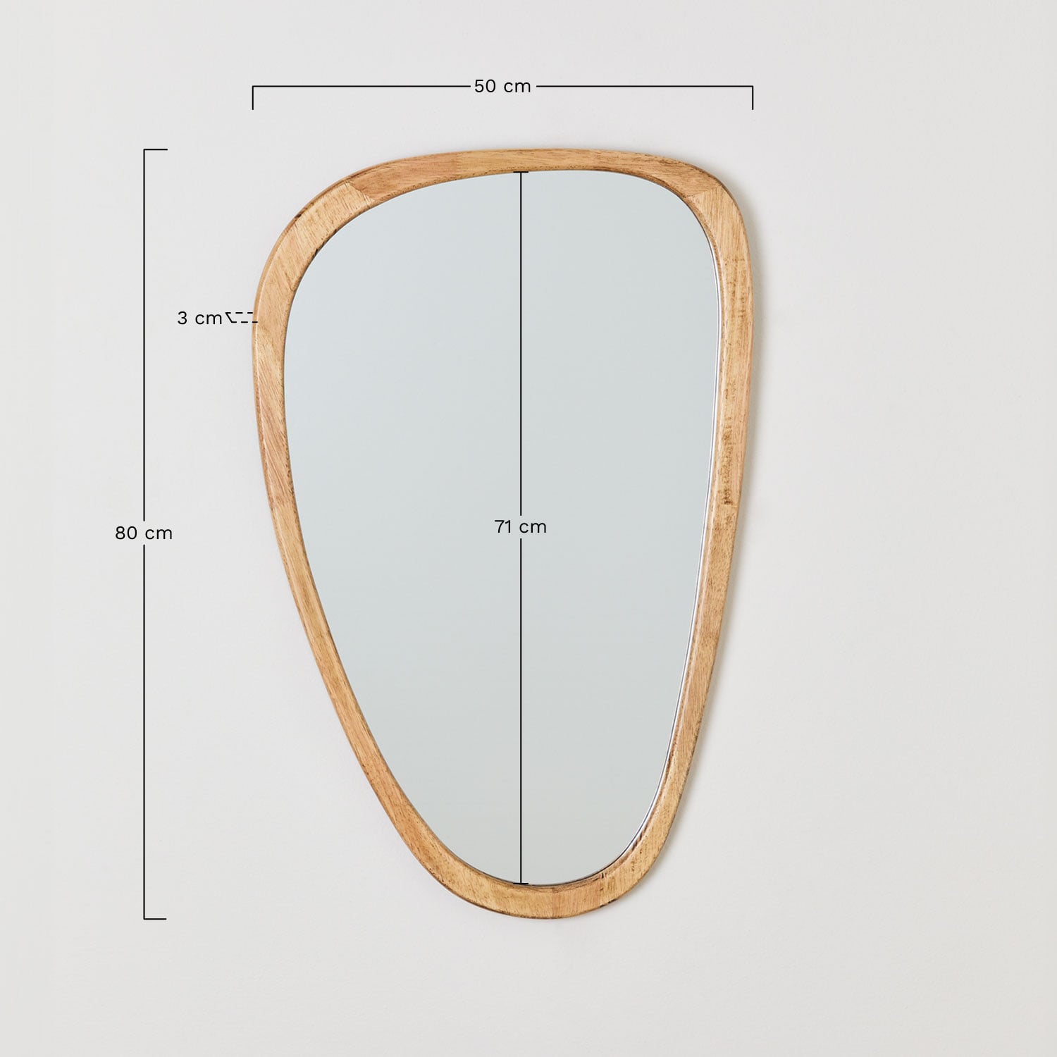 Oak wood wall mirror Arbidel, medidas