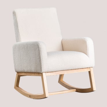 Abigray Upholstered Rocking Chair Teddy Fabric White - Sklum