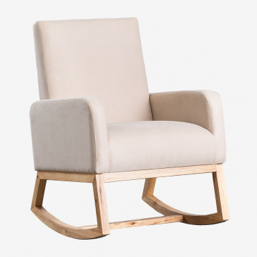 Pack Of 2 Abigray Upholstered Rocking Chairs Fabric Wheat Brown - Sklum