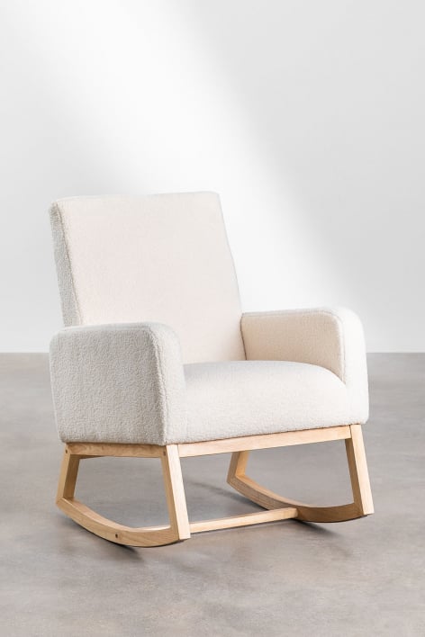 Pack of 2 Abigray upholstered rocking chairs - Teddy Fabric White