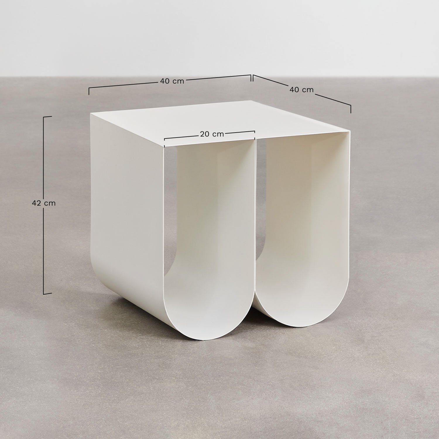 Square bedside table 40x40 cm in Olavi steel, medidas