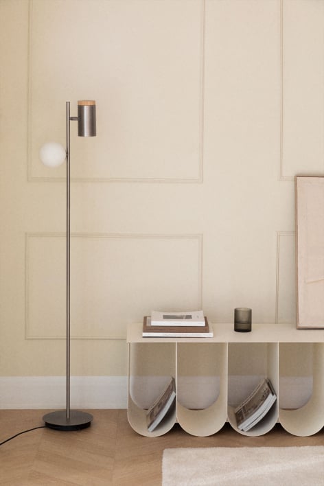 Directional floor lamp with 2 light points in Amaranto iron