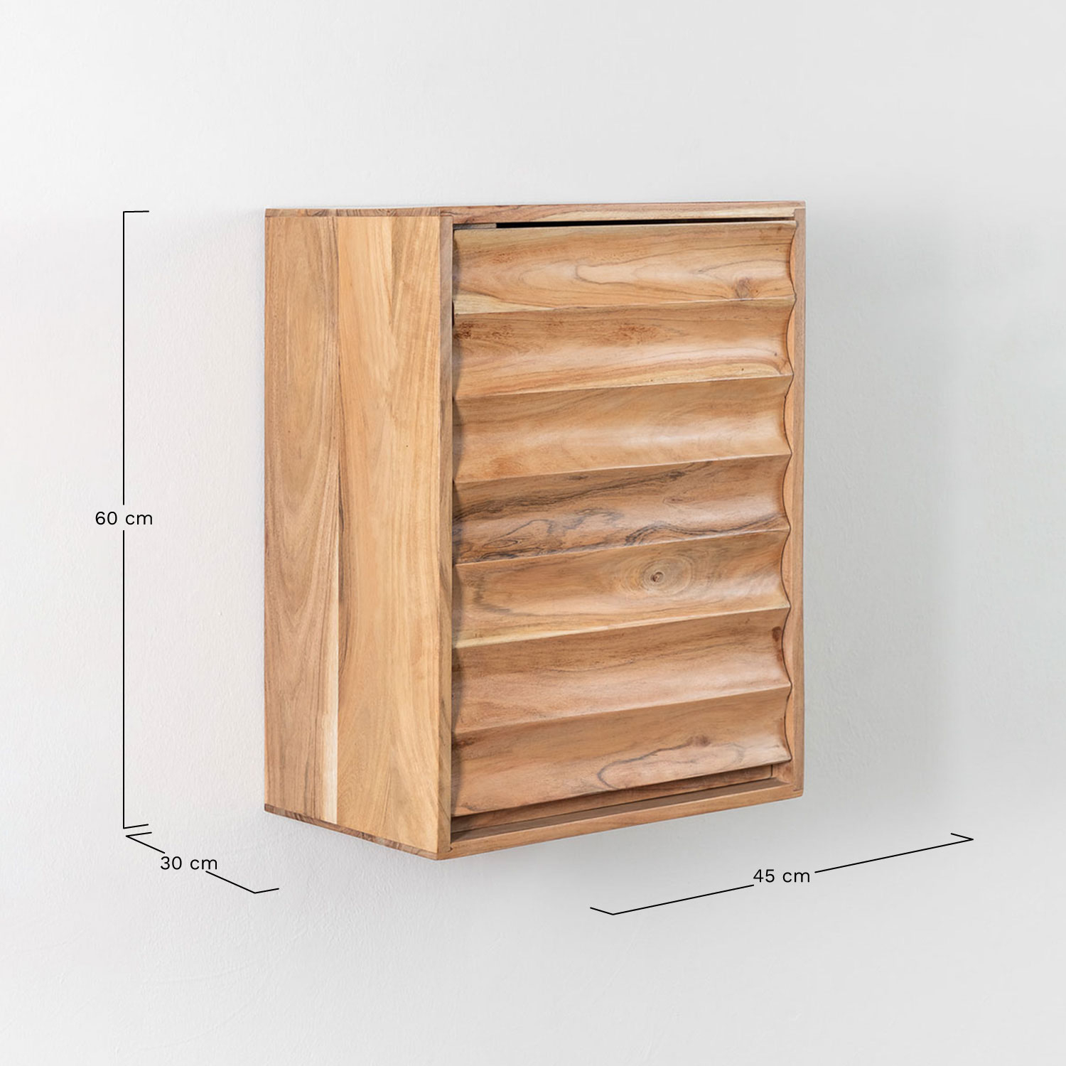 Petter Acacia Wood Wall Cabinet, medidas