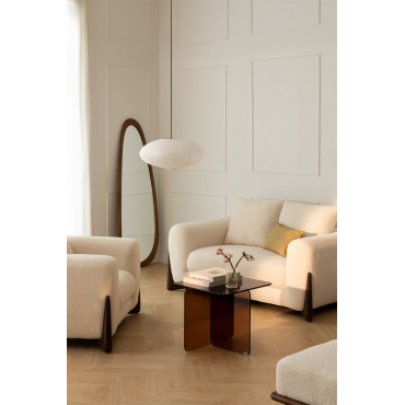 Grevena 2-seater Sheepskin Sofa Teddy Fabric White - Sklum