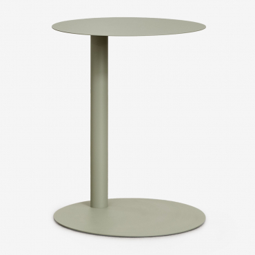 Round Garden Side Table Ø40 Cm In Steel Yannik Green Khaki - Sklum