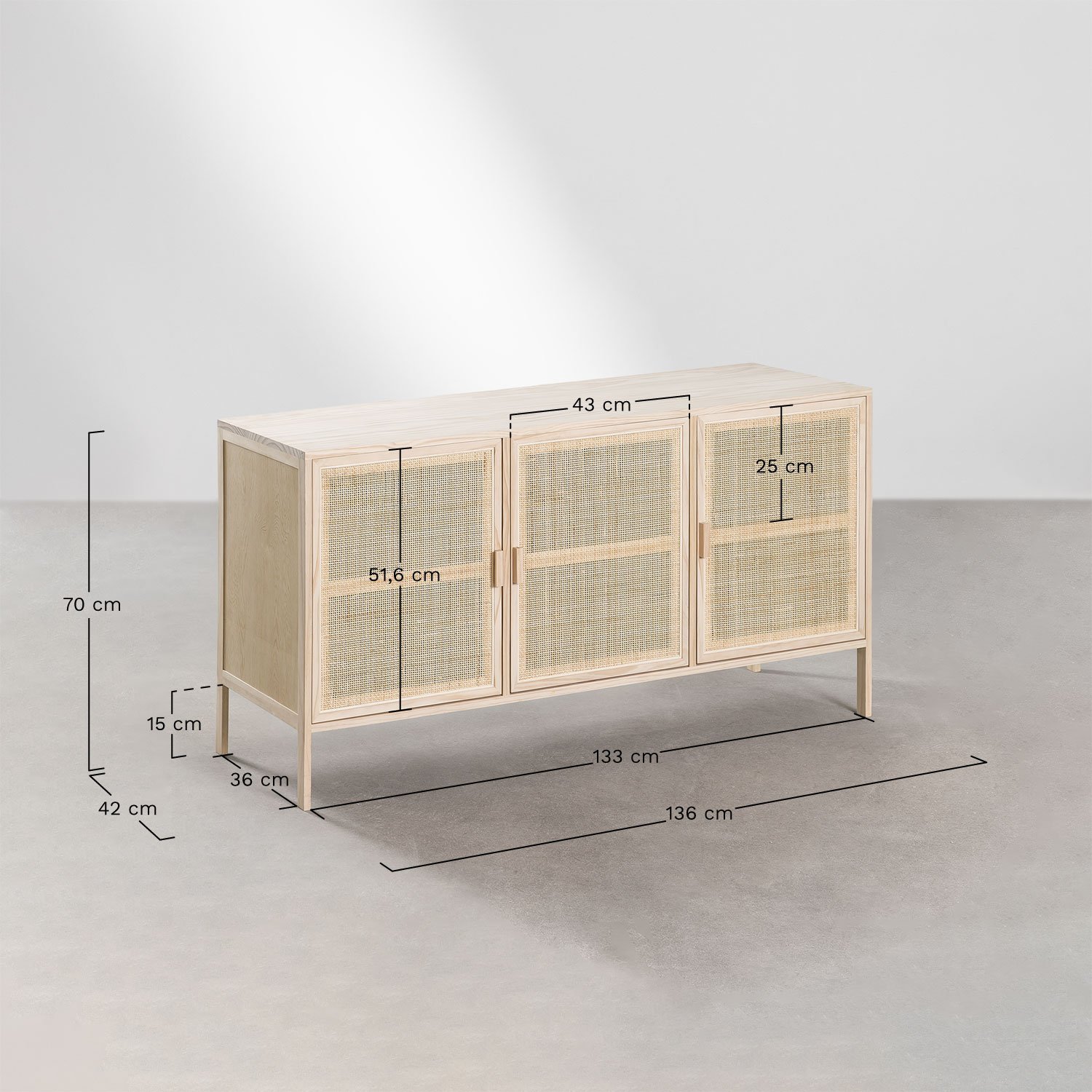 Rattan & Wood Sideboard Reyna , medidas