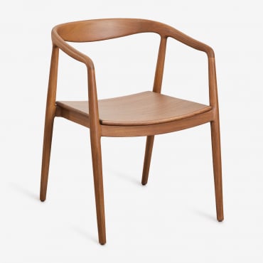 Rokan Teak Wood Dining Chair With Armrests Teak Wood - Sklum