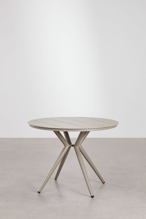 Round dining table in aluminum Valerie - Moka Brown