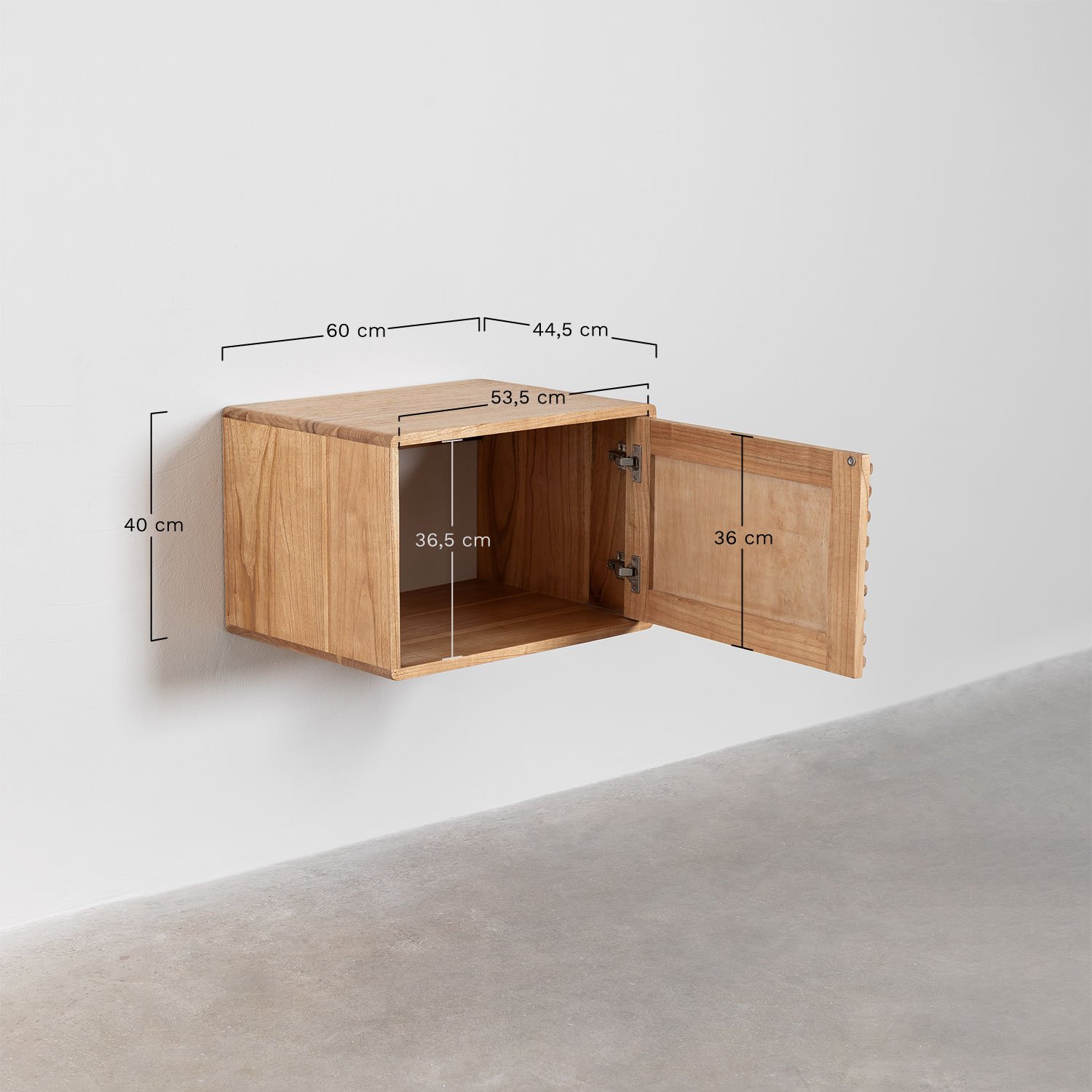 Deleyna suspended wooden bathroom furniture set, medidas