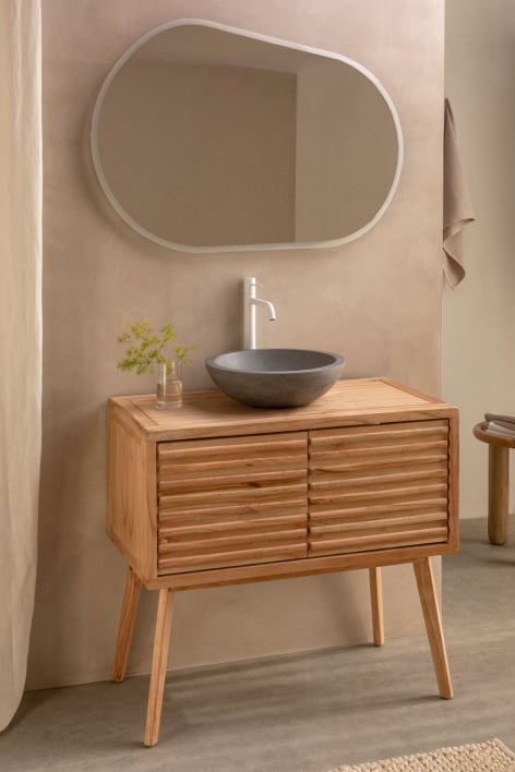 Deleyna 90x45 cm wooden bathroom furniture set - Natural Wood