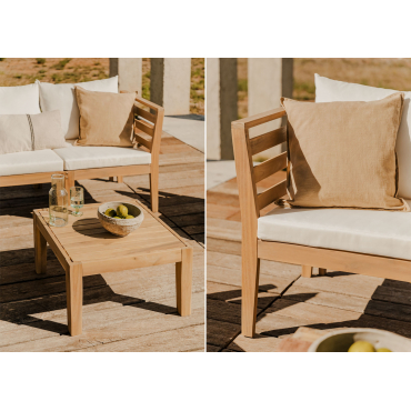 Right Corner Module For Modular Garden Sofa In Acacia Wood Filips Gardenia White - Sklum