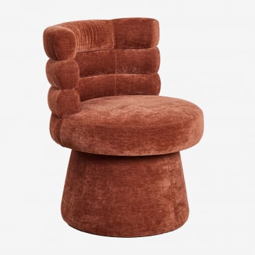 Protea Upholstered Swivel Dining Chair Chenille Red Clay - Sklum