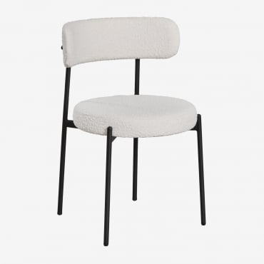 Pack Of 2 Anisa Upholstered Dining Chairs Black & White Bouclé - Sklum