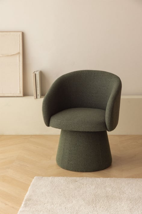 Flavian upholstered swivel armchair - Army Green Bouclé
