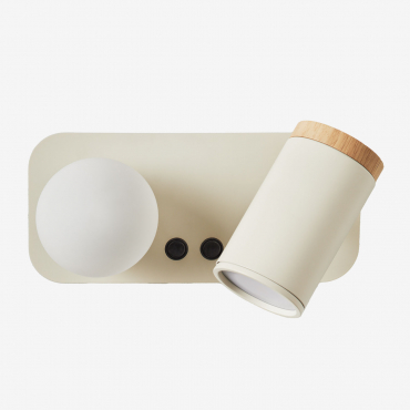 Adjustable Wall Sconce With 2 Light Points In Amaranto Iron Tapioca Beige - Sklum