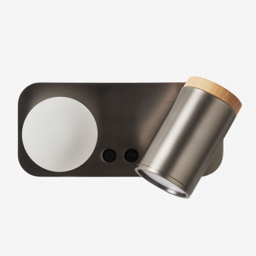 Wall Light With 2 Light Points Amaranto Grey Brass - Sklum
