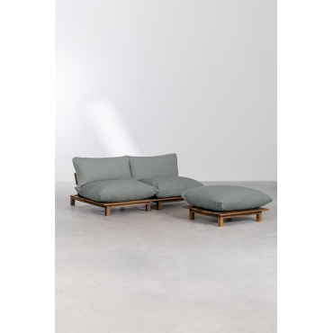 2-piece Modular Reclining Sofa With Ottoman In Acacia Wood Brina Grey Anthracite - Sklum