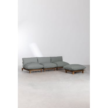 3-piece Modular Reclining Sofa With Ottoman In Acacia Wood Brina Grey Anthracite - Sklum