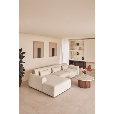 3-piece Left-hand Chaise Longue Modular Sofa In Borjan Sheepskin Teddy Fabric White - Sklum