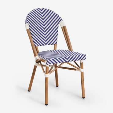 Pack Of 4 Brielle Bistro Stackable Dining Chairs In Aluminum And Synthetic Rattan Ken Blue - Gardenia White - Sklum