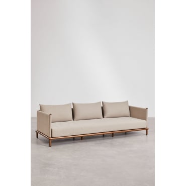 Olivia 3-seater Sofa In Acacia Wood Beige Semoline - Sklum