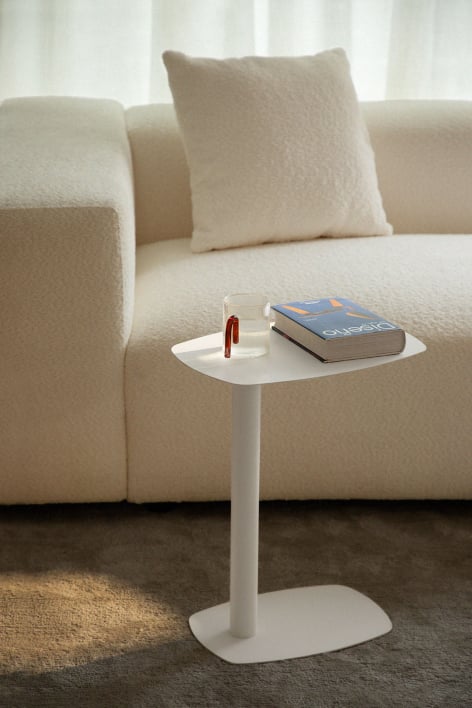 Rectangular side table 40x25 cm in stainless steel Odelia - Gardenia White