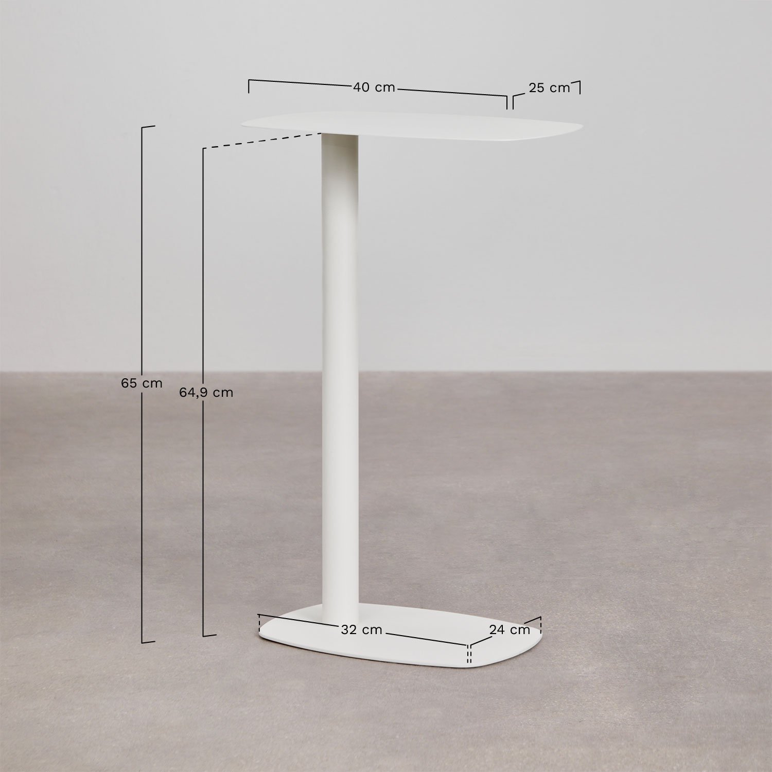 Rectangular side table 40x25 cm in stainless steel Odelia, medidas