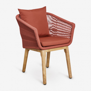 Barker Acacia Wood And Woven Rope Dining Chair Red Roof Tile - Sklum