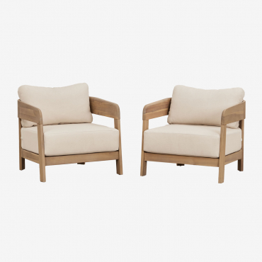 Pack Of 2 Uleno Acacia Wood Armchairs Light Brown Acacia - Sklum
