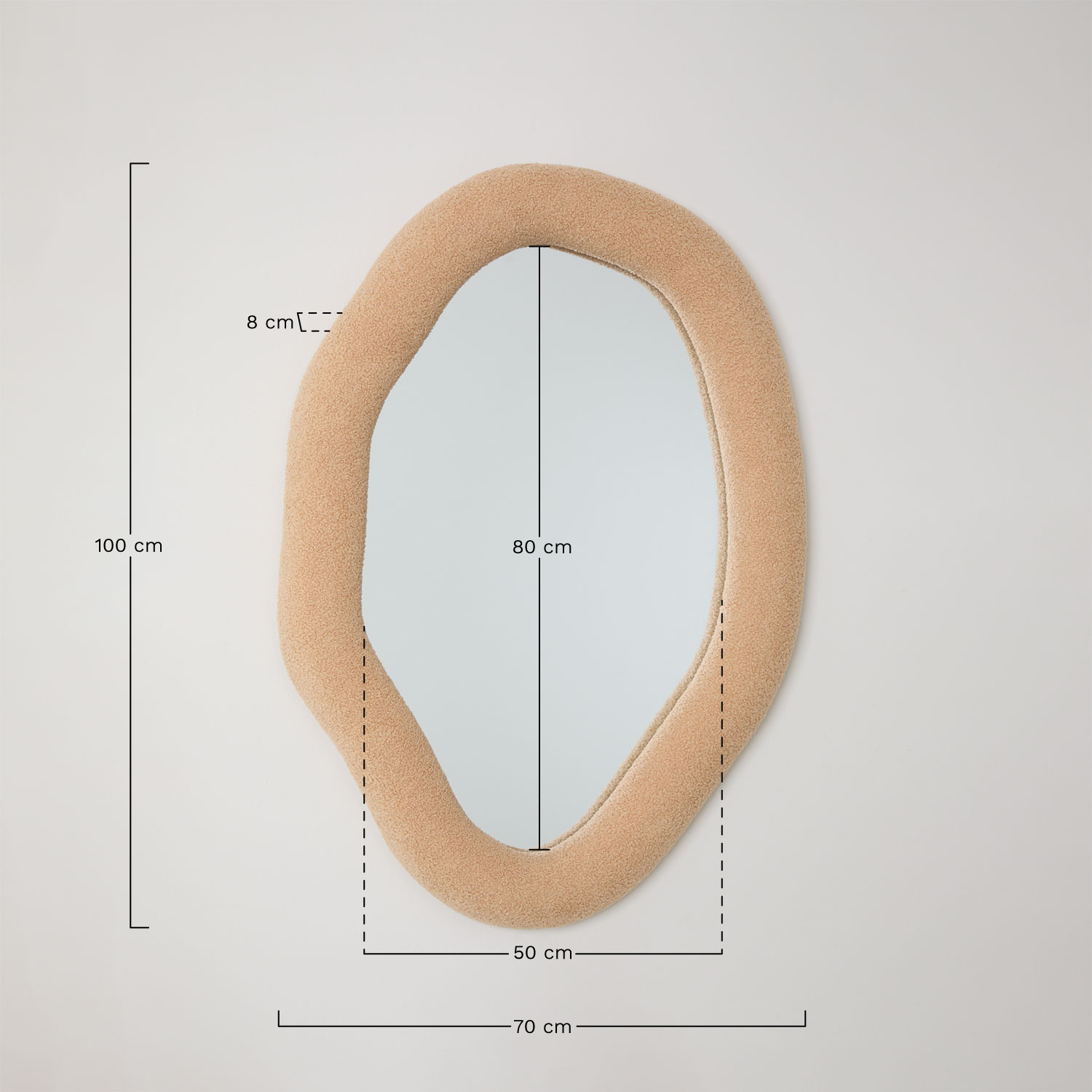 Wall mirror 70x100 cm in Ceniro sherpa, medidas