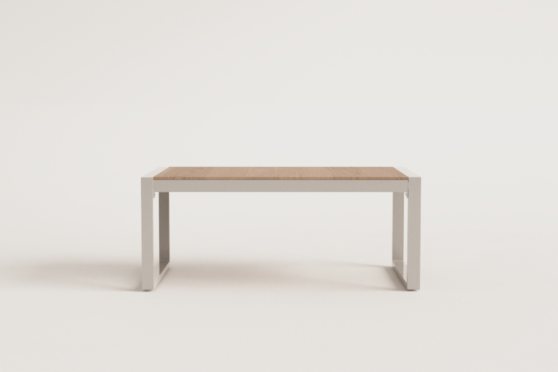 Rectangular garden coffee table 110x55 cm in aluminum and acacia wood Lipov