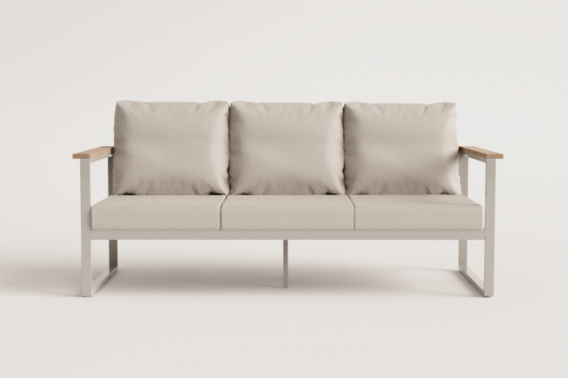 3-seater garden sofa in aluminium and acacia wood Lipov