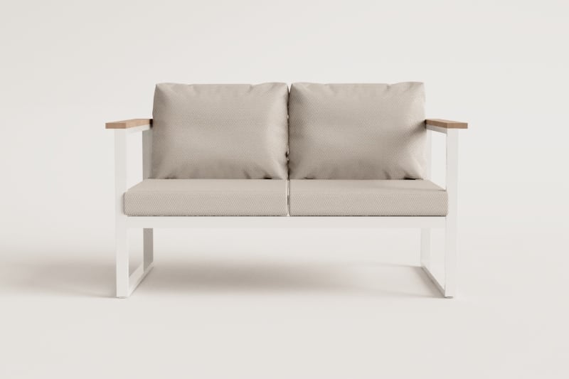 2-seater garden sofa in aluminium and acacia wood Lipov