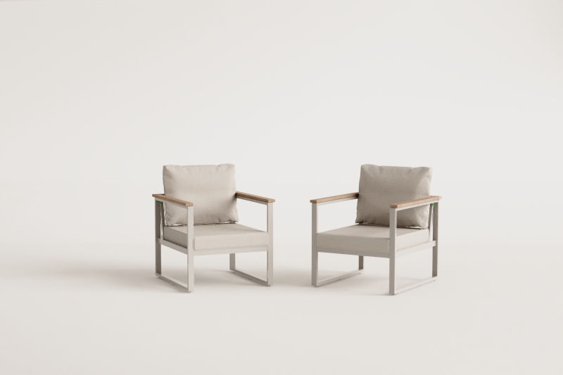 Pack of 2 garden chairs in aluminium and acacia wood Lipov