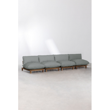 4-piece Reclining Modular Sofa In Brina Acacia Wood Grey Anthracite - Sklum